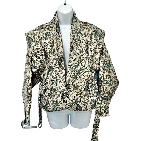 MariaCher Beige Brown Green Paisley Quilted Miranda Jacket Alicante size S NEW - Picture 9 of 15